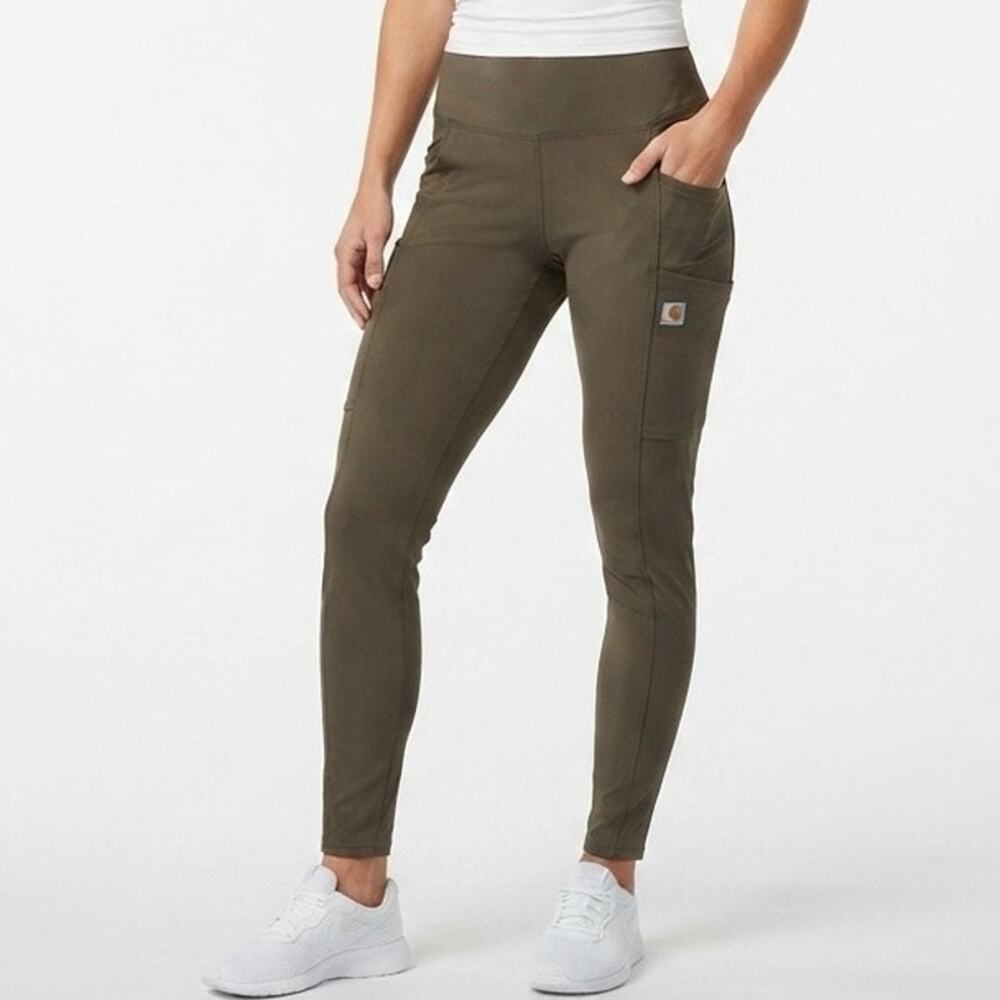 Carhartt Force Utility Leggings Olive Green Pocket Fitted Pants Size S (4-6)